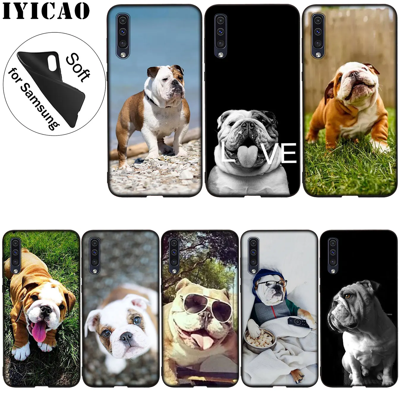 

IYICAO Cute dog english bulldog Soft Silicone Case for Samsung Galaxy A70 A60 A50 A40 A30 A20 A10 A50S A40S A30S A20S A10S Cover