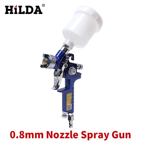 HILDA HVLP пистолет-распылитель 0,8 мм/1,0 мм Насадка H-2000 HVLP распылитель мини пневматические краскопульты Аэрограф для окрашивания автомобиля аэрограф - Цвет: Spray Gun 0.8mm