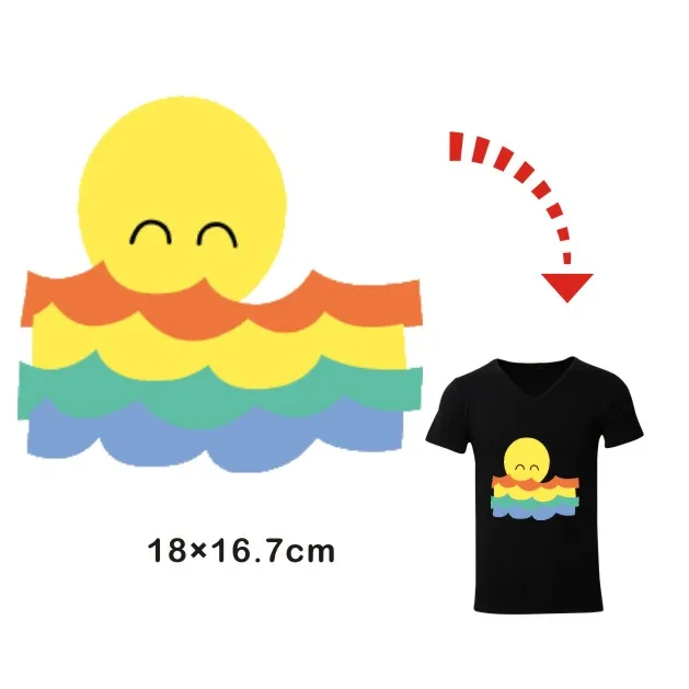 Sunset in the ocean Stickers for Lady Girl Boy Clothing Transfer Thermal Press Pyrography Paper iron On Washable T-shirt Patches | Дом и сад
