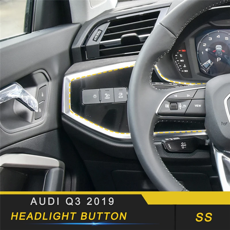 

For Audi Q3 F3 2019 Car Styling Front Light Headlight Lamp Switch Button Panel Cover Frame Sticker Interior Accessories