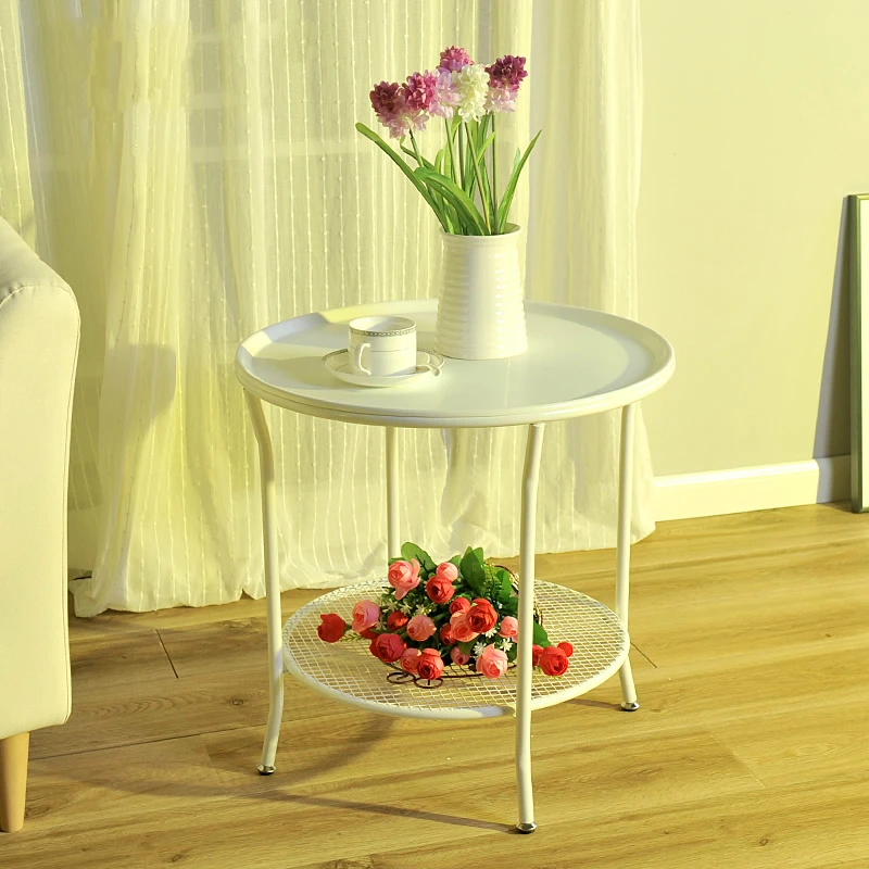 Modern Minimalist Corner Iron Tea Table Room Phone Several Sofa Side Table Tempered Glass Small Round Table