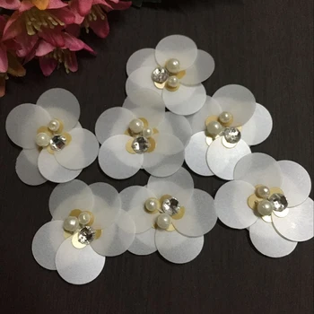 

20pcs/lot Sequin Flower Patches 35mm PVC Decoration Sewing DIY Wedding Embelishment Craft Flat Back White