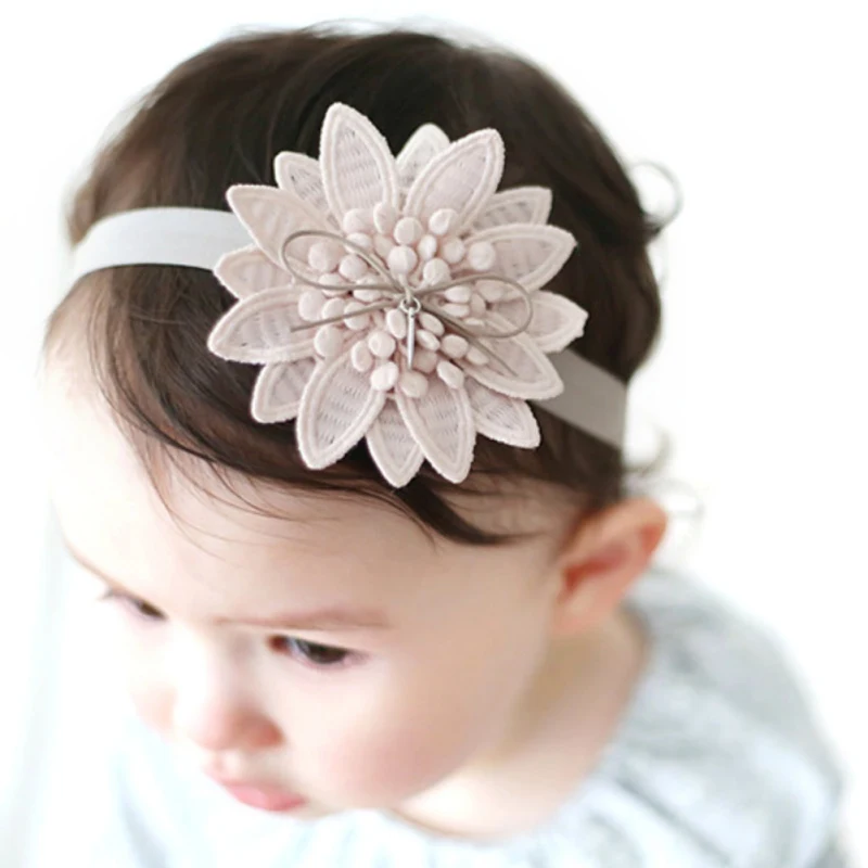 Baby Girls Headwear Big Flowers Newborn Elastic Hairbands Children