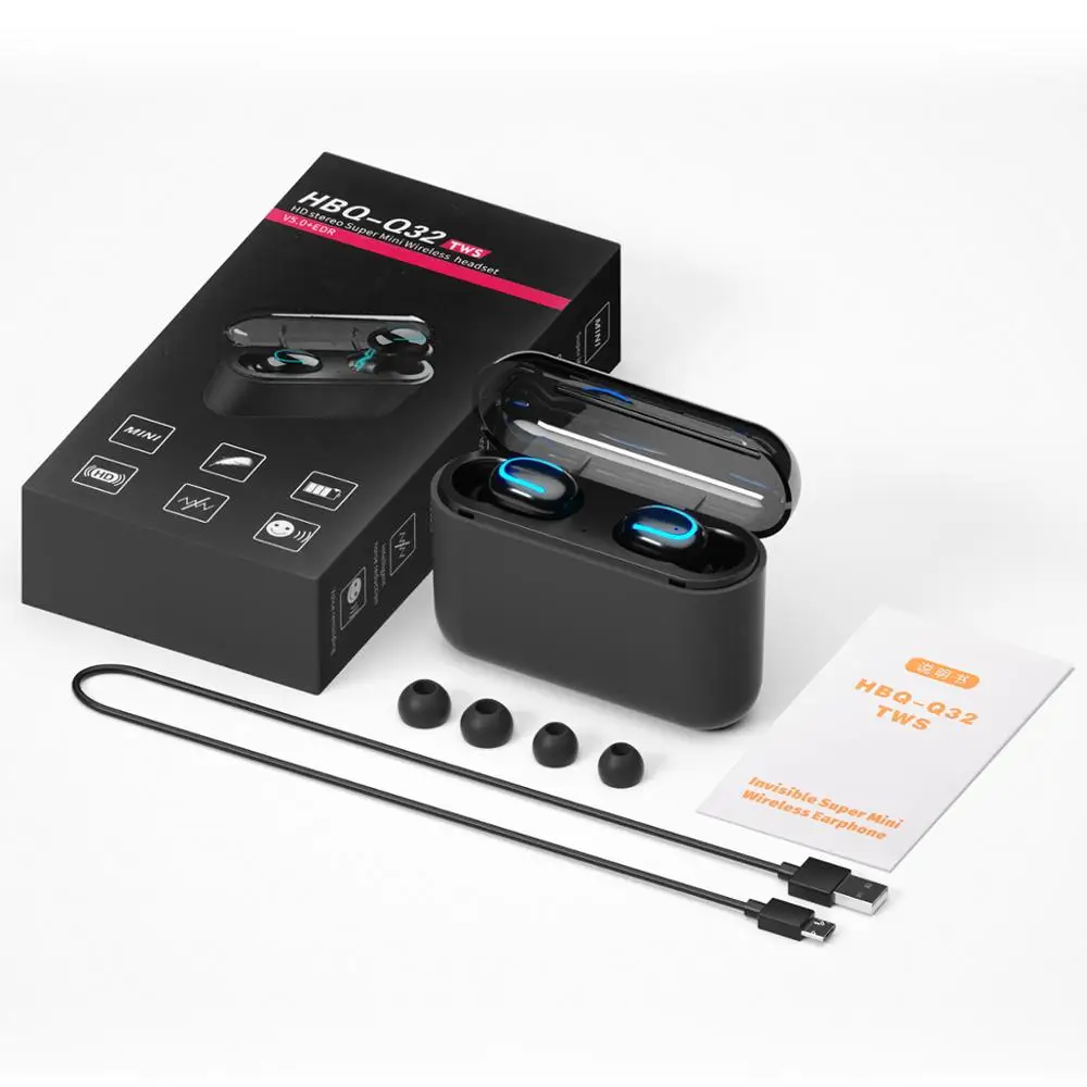 ANMONE Bluetooth 5 0 Earphone Q32 TWS Wireless Earphones Stereo Sound Gaming Earbuds with Power Bank Earpiece For Phone
