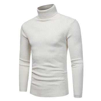 

Sweater Pullover Men 2019 Male Brand Casual Solid-Color Knitt Simple Sweaters Men Comfortable Hedging Turtleneck Men'S Sweater