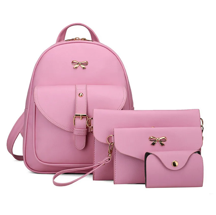 

Fashion Casual Women's Bag Bow Four-piece Academic Style Backpack