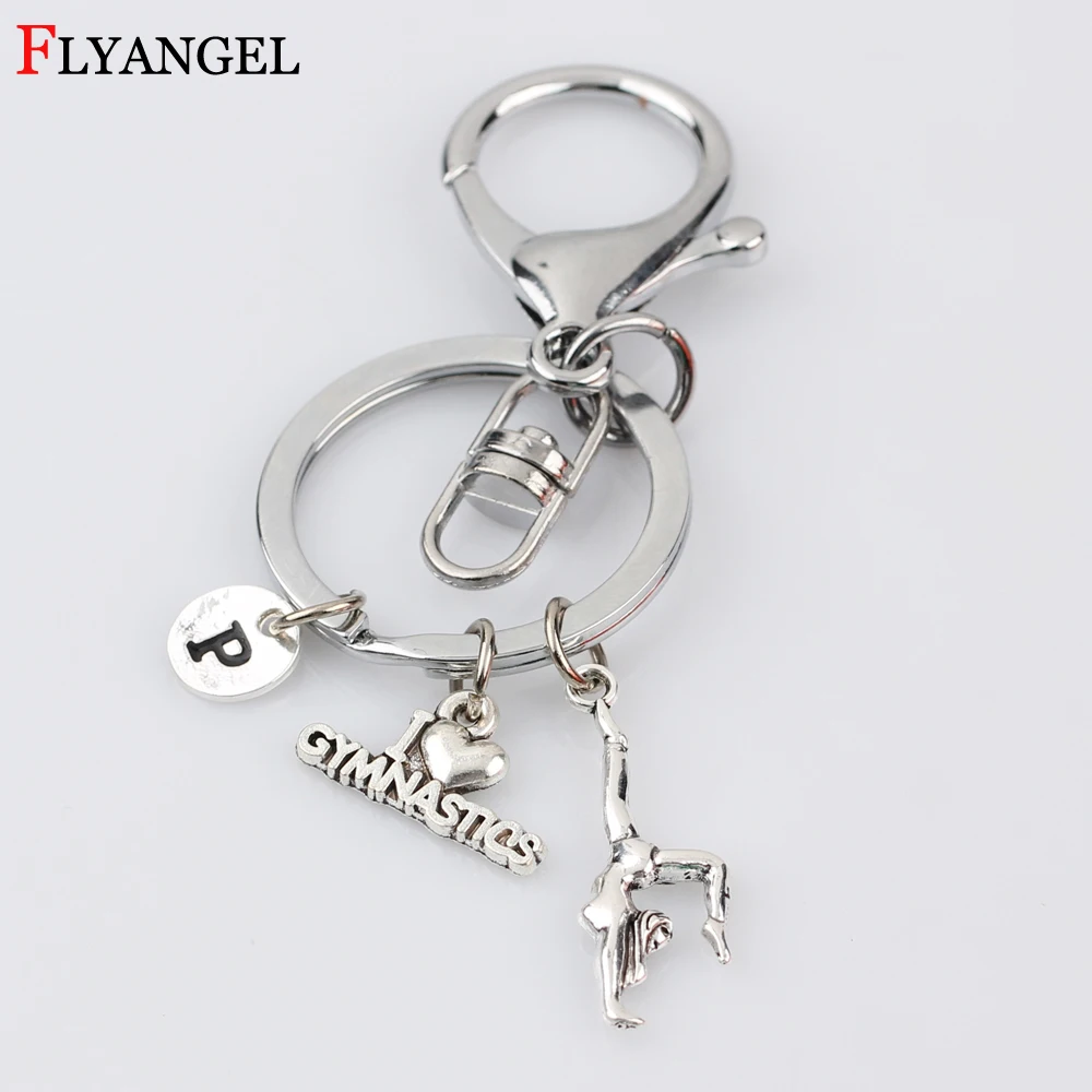 

Gymnast I Love Gymnastics Charm Keychain Car Bag Keyring Fashion Initials Lobster Buckle Key Chain Jewelry Accessories for Women