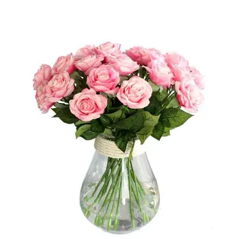 

10pcs Artificial Silk Floral Bouquet Rose Fake Flowers with Leaf Arrange Table Daisy Wedding Home Decor Party Accessory