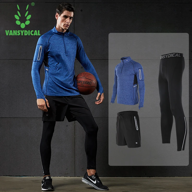 2018 Vansydical Mens Sport Suit Running Suits 3pcs Men Gym