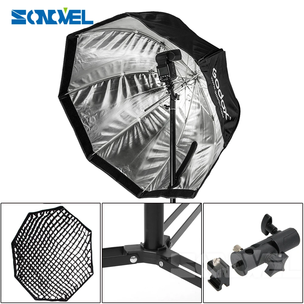 Godox 80 см Octagon сотовые сети зонтик Softbox свет стенд зонтик Горячий башмак кронштейн комплект для вспышки Speedlite