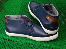 Designer Zapatos Para Correr Men Navy Sneakers Men New Brand Shoes Genuine Leather Breathable Button 9 Size And 4 Color