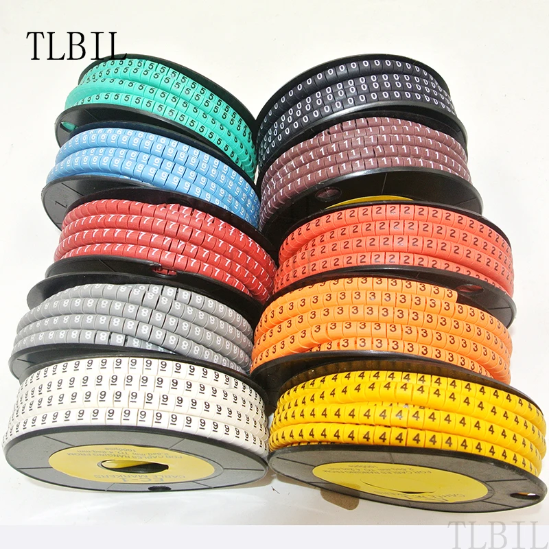 

1000Pcs/lot EC-1 Cable Wire Marker 0 to 9 For Cable Size 2.5 sqmm 10 Colors