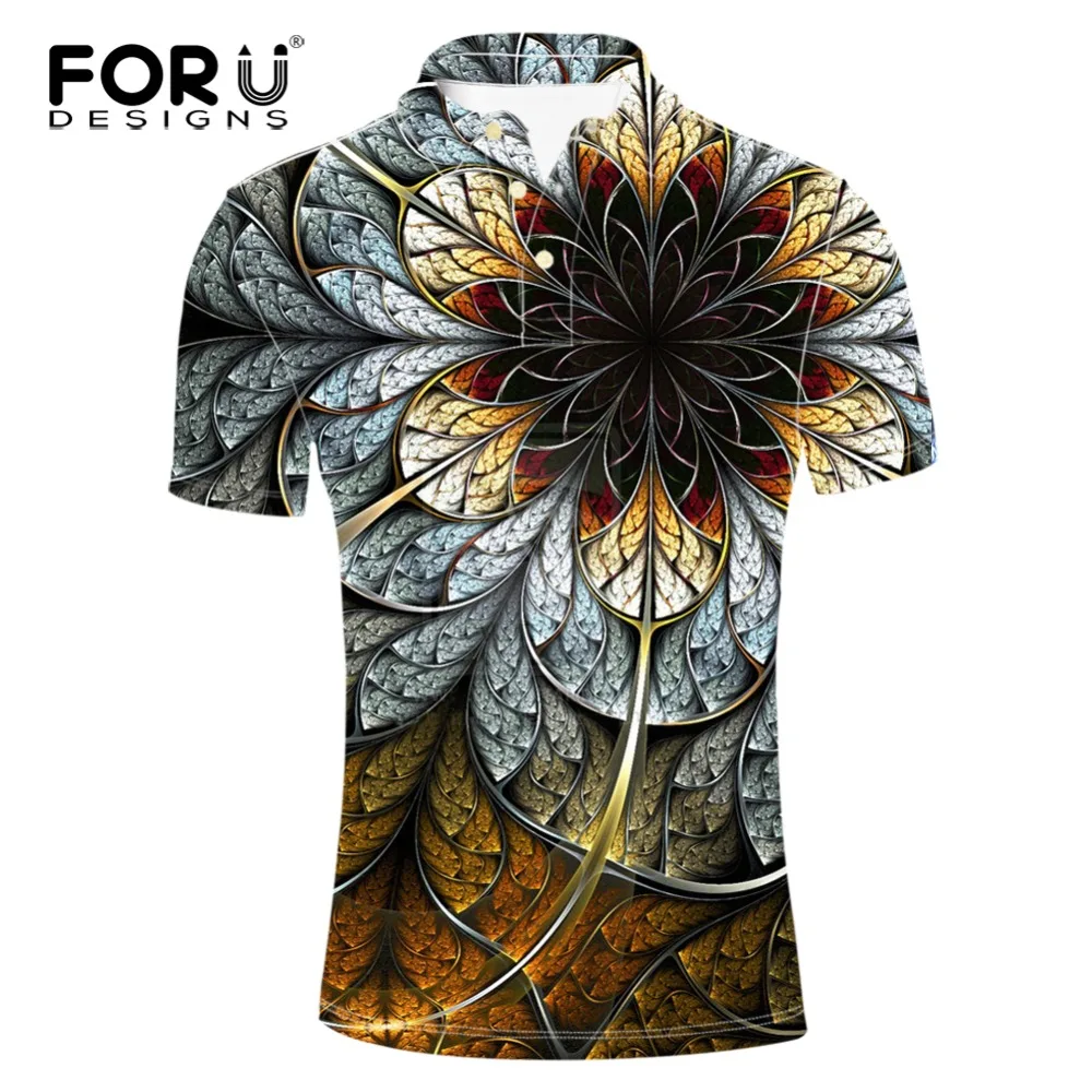 FORUDESIGNS New Brand Clothes Men Polo Shirt Polos 3D Classic Floral