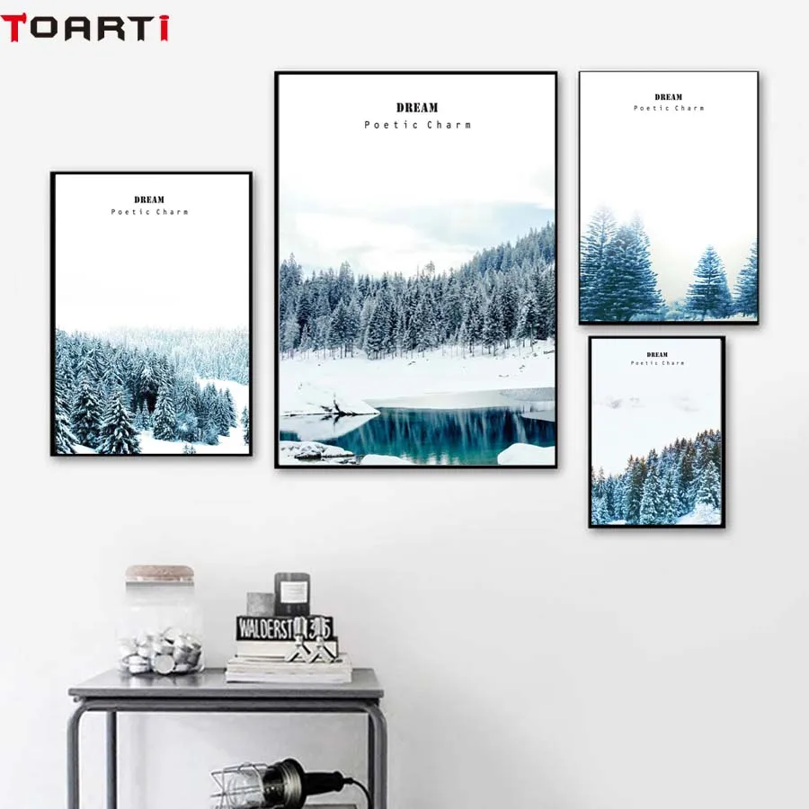 

Nordic Modern Forest Fairyland Snow Scene Wall Art Canvas Poster And Print Canvas Painting Pictures Living Room Home Decor