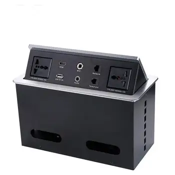 

Audiovisual Hidden Desktop Multimedia Hydraulic Pneumatic socket box Schuko power with Bottom interface Plate direct connect