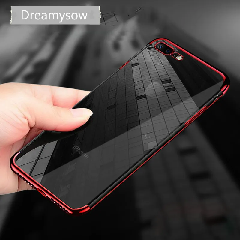 

Luxury Plated TPU Case For iPhone Xs Max XR X Transparent Ultra Thin Silicone Cover Phone Accessories For iPhone 7 8 6 6S Plus