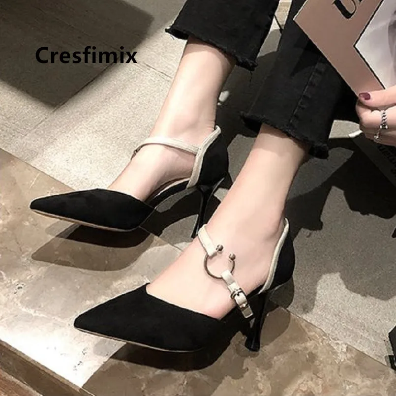 Туфли-лодочки Cresfimix женские классические на высоком каблуке из флока