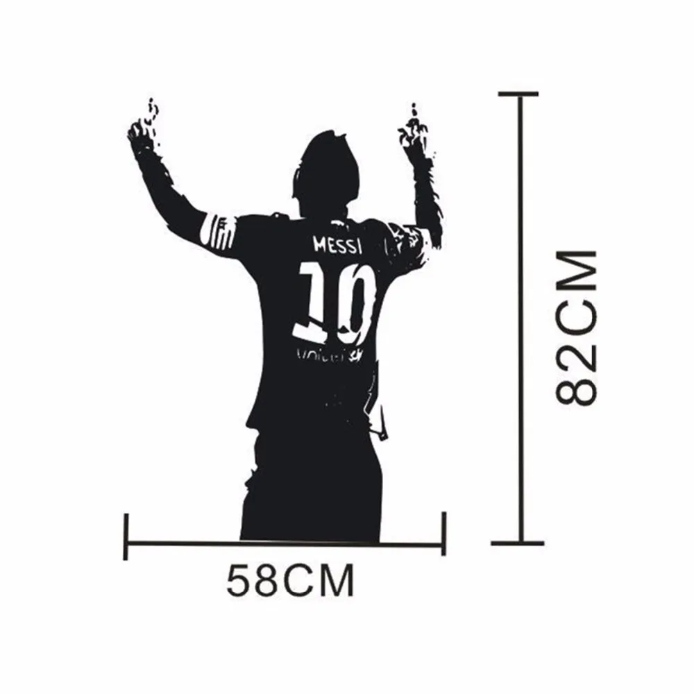 Черная ПВХ огромная Футбольная звезда Лионель Месси рисунок наклейка на стену виниловая DIY Детская гостиная наклейка на стену наклейки для любителей футбола