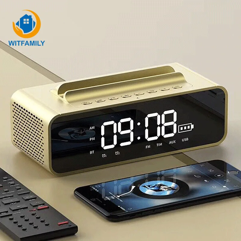 Умный Будильник беспроводной Bluetooth динамик FM радио Повтор электронные цифровые часы светодиодный дисплей кронштейн функция настольные часы