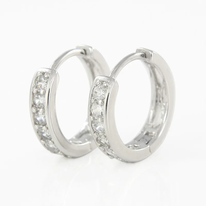 

Platinum Plated Hoop Earrings For Women Bijoux,Crystal Zircons Earring Brincos Fashion Jewelry, Drop shipping EW-09