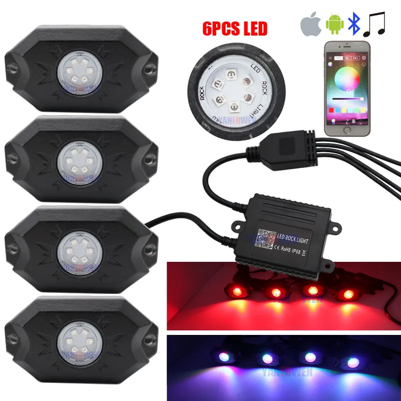 

RGB LED Rock Lights Bluetooth Multicolor Neon LED Light Kit with 4 in 1 multi-color for Jeep Truck Car ATV SUV Vehicle Boat
