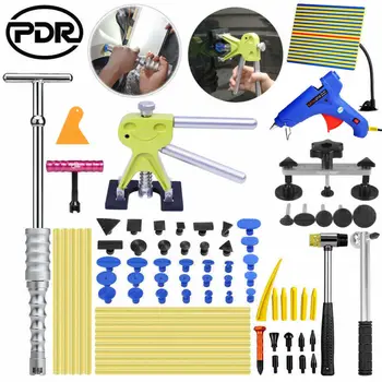 Cheap PDR Rubber Hammer Slide Hammer Glue Gun Dent Lifter Glue Tabs Car Body Dent Damage Repair Tools Auto