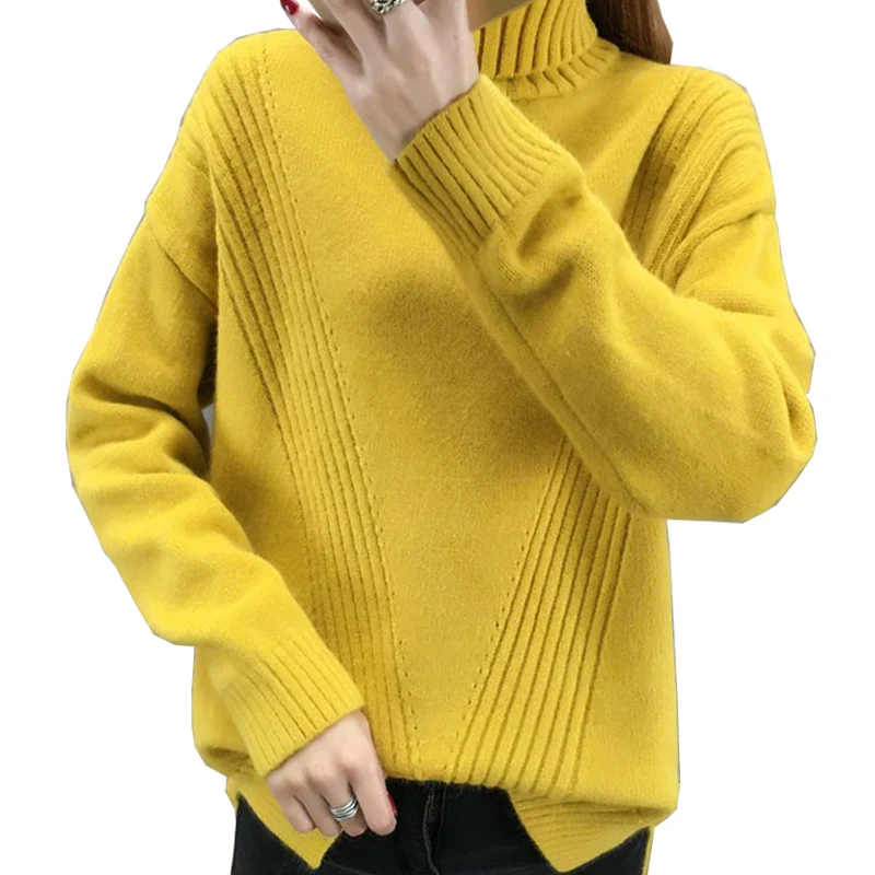TAJIYANE свитер Для женщин Свитеры с высоким воротом корейской моды желтый пуловер вязаный осень-зима Kawaii топы Sueter ZL329