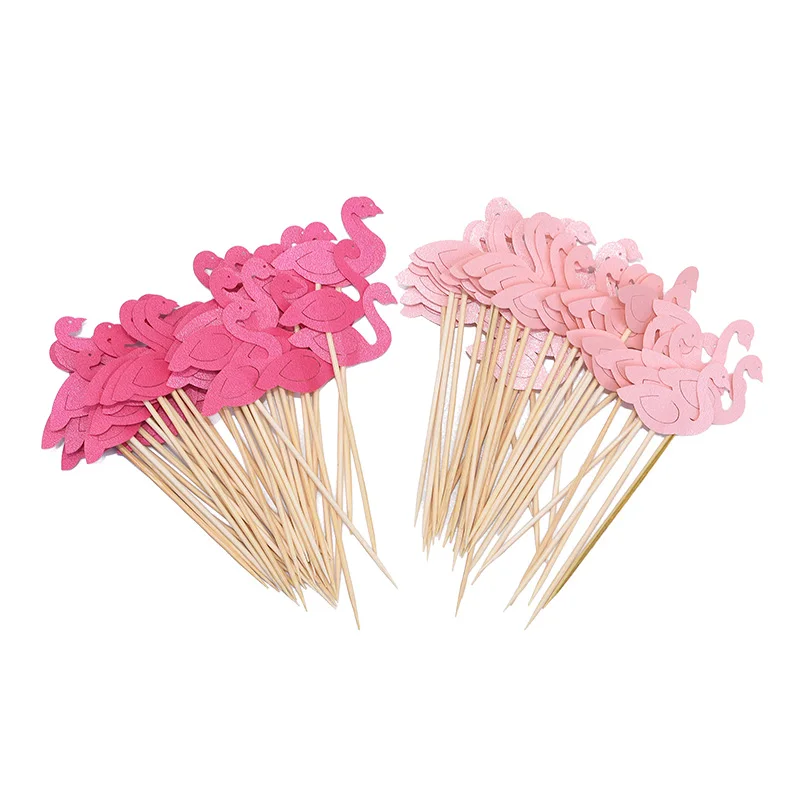 

30pcs/lot Flamingo Cupcake Cake Topper Cake Pick Flags for Hawaiian Wedding Cake Decoration Kids Adults Birthday Party Supplies