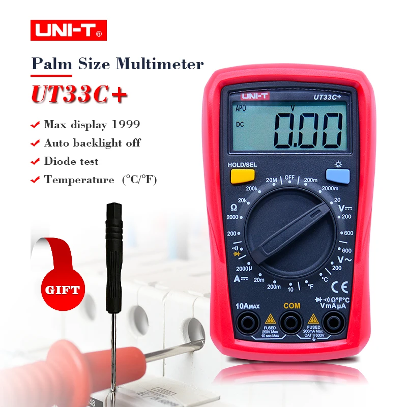 Пальмовый Размер Цифровые мультиметры UNI-T UT33C + профессиональный электрический