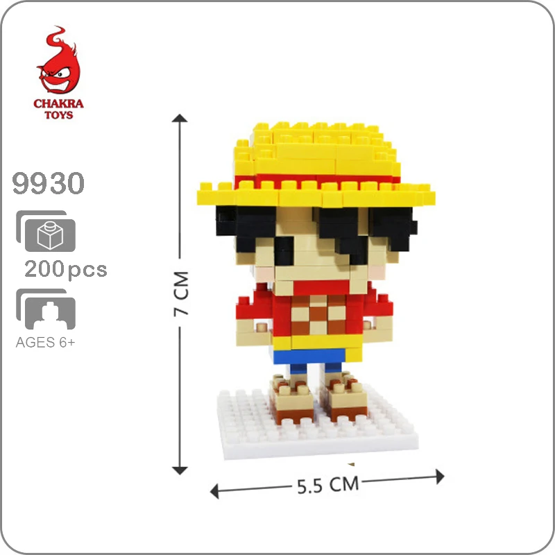 

CHAKRA 9930 Anime One Piece Monkey D. Luffy Pirate 3D Model DIY Small Blocks Brick Diamond Mini Building Toy for Children no Box