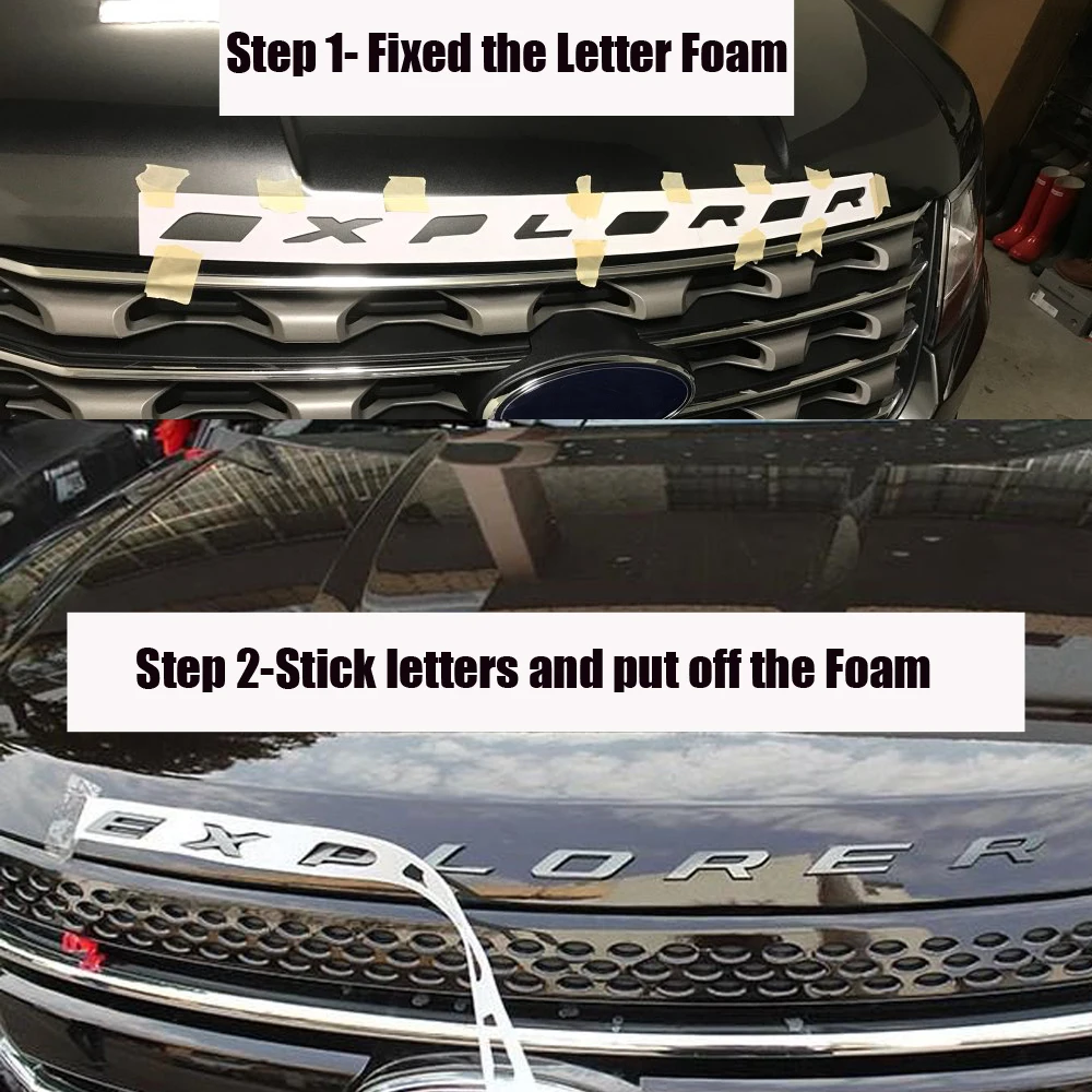 Silver Graphite Hood Emblem Letters Fits 11-15 Ford Explorer Sport gloss