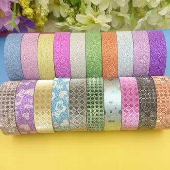 

10 color / lot Wholesale Korea Creative DIY color flash powder tape tape DIY handmade decorative stickers