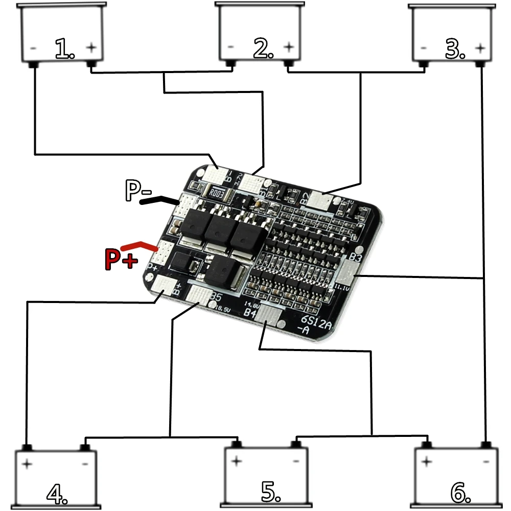 

6S 15A 24V PCB BMS Protection Board For 6 Pack 18650 Li-ion Lithium Battery Cell Module Battery Protection Board