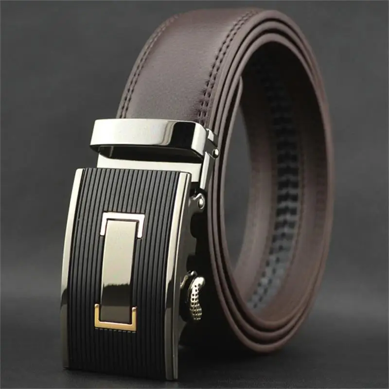 WOWTIGER Fashion Automatic buckle Men belt Retro Style Luxury Brand Cowhide brown Black belts for men | Аксессуары для одежды
