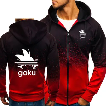 

Anime Dragon Ball Gradient Mens Hoodies Super Saiyan Dragonball Son Goku Fleece Zipper Jacket Casual Harajuku HipHop Sweatshits