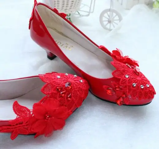 

Women's spring summer shoes with flower lace TG073 rhinestones red dress party dance shoes for womens frop shipping bridal shoe