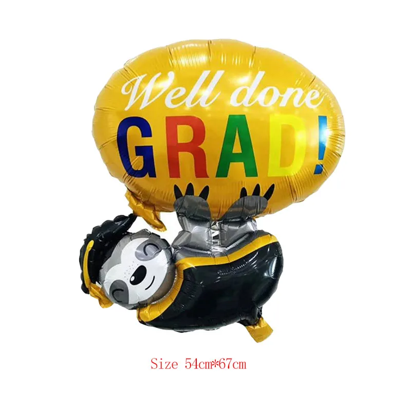 Поздравление, воздушные шары, выпускные воздушные шары, выпускные Globos Снова в школу, украшения для дня рождения, украшения для детей - Цвет: graduate sloth
