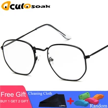 Винтажные очки прозрачные, оправа для женщин и мужчин ретро оптические очки для глаз мужские шестигранные солнцезащитные очки линзы de sol mujer с коробкой