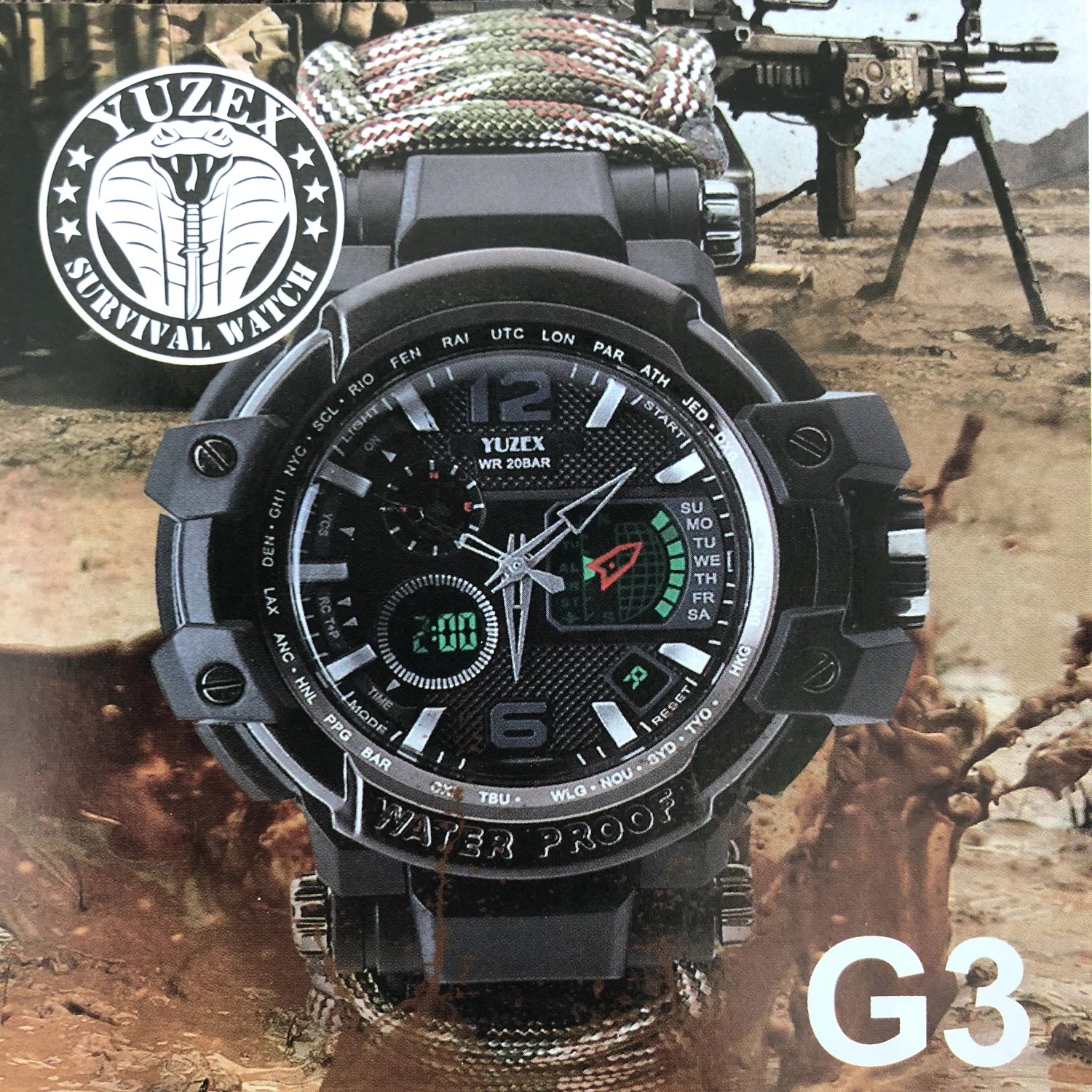 

EDC Outdoor Camping Multi-functional watch survival watch Compass Thermometer Rescue Rope Paracord Bracelet Equipment Tools kit