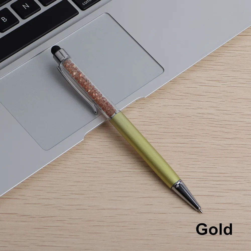 GENKKY кристальная шариковая ручка, модный креативный стилус, стилус для письма, канцелярские принадлежности, Офисная и школьная ручка, шариковая ручка, черный, синий - Цвет: Gold