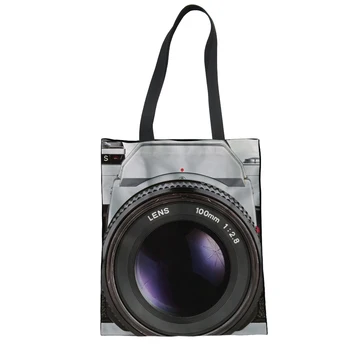 

THIKIN SLR Camera Pattern Design 3D Printing Handbags Woman Canvas Handle Bags for Girls Students School Beach Shoulder Totes