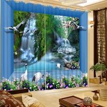 Космический водопад птица цветок пейзаж декорации для фото затемненные 3D шторы для гостиной постельные принадлежности комнатные занавески