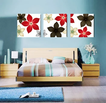 

Modern wall art home decorative red and Grey flower Wall Art print painting on canvas 3 pieces