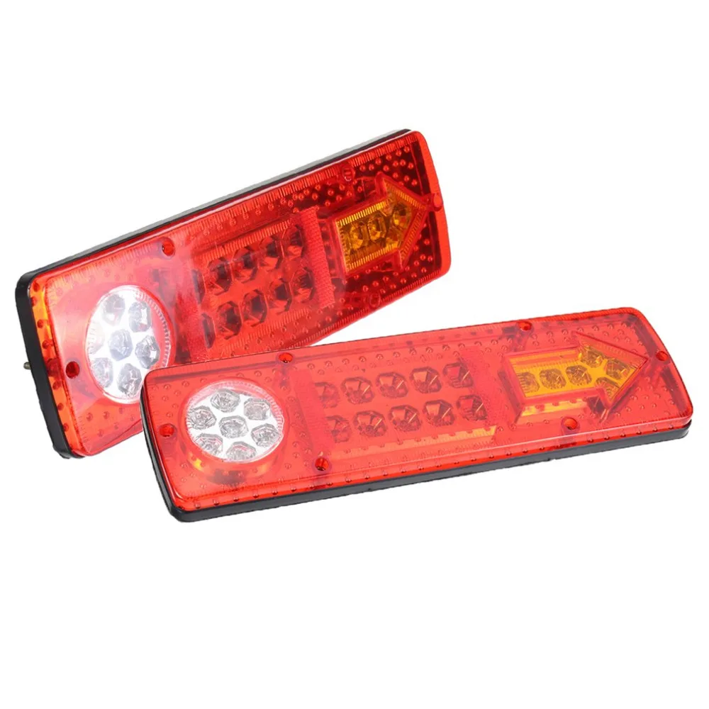 2 Pcs Car LED Trailer Tail Lights Rear Tail Braking Stop Turning Light