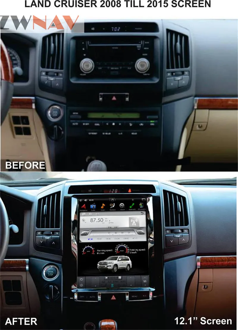 Flash Deal ZWNVA Tesla Style IPS Screen For TOYOTA LAND CRUISER LC200 2008-2015 Android 6.0 RAM 2GB ROM 64GB Car GPS Navigation Haedunit 3