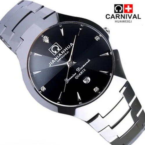 

Carnival full tungsten steel sapphire military quartz watch waterproof watch lovers fashion ladies rhinestone dress watches men