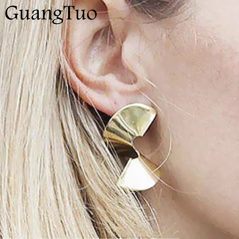 

EK2117 European Exaggerated 3D Space Abstract Rotation Distortion Smooth Metal Drop Earrings For Women Club Party Jewelry Gift