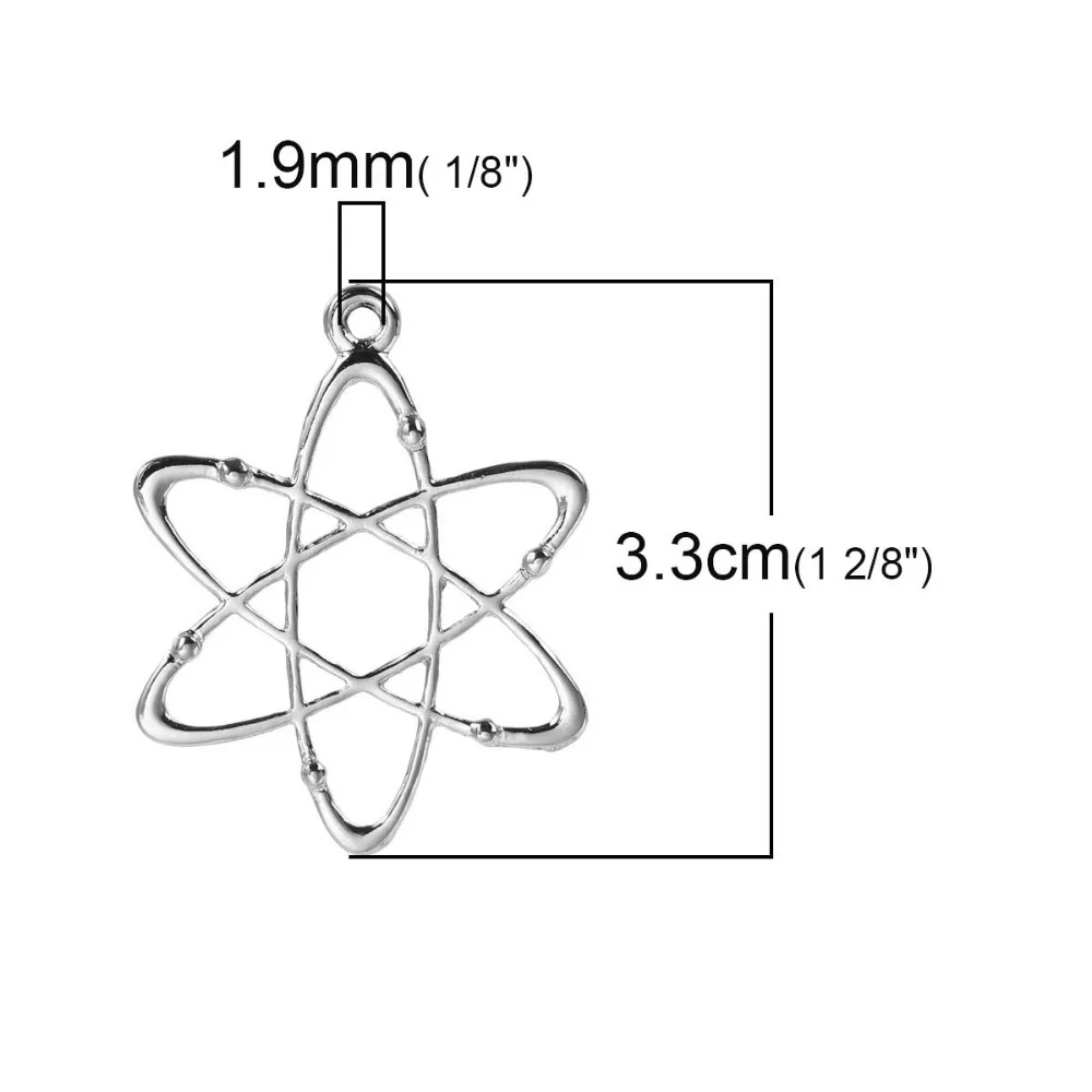 DoreenBeads цинковый сплав на основе атома химия подвеска в научном стиле серебристый цвет золотой цвет для DIY ювелирных изделий 33 мм x 26 мм, 10 шт