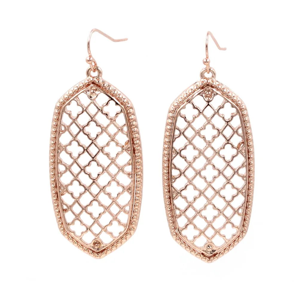 

Hot Selling Big Oval Geometric Mesh Filigree Dangle Earrings Pineapple Hollowed Drop Earrings Women Earrings Fashion Jewelry