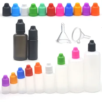 

5pcs 3/5/10/15/20/30/50/60/100/120ml LDPE Empty Plastic Vail Squeeze Juice Eye E Liquid Dropper Bottles With Funnel